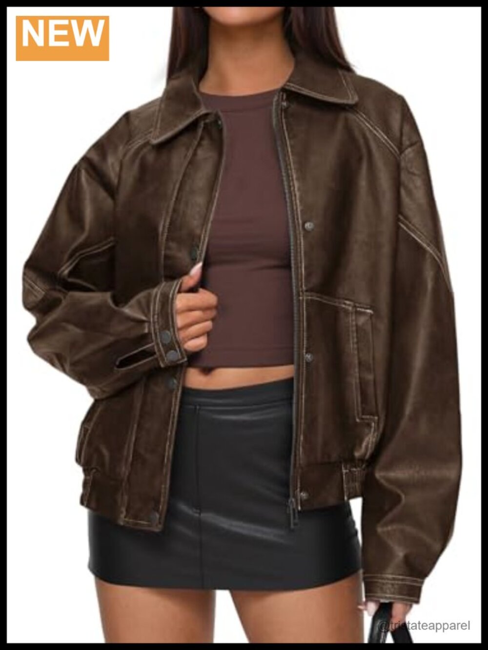 Women's Faux Leather Oversized Moto Biker Jacket Winter Coats